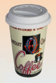 Cestovné porcelánový hrnček s viečkom - Constant Quality Coffee