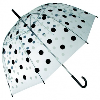 Priehľadný dáždnik - čiernobiele bodkami