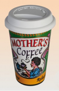 Cestovné porcelánový hrnček s viečkom - MOTHER'S Coffee