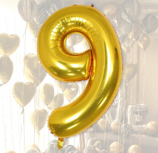 Nafukovacie balóniky čísla maxi zlaté - 9