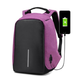 Bezpečnostný batoh s USB nabíjačkou - fialový