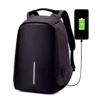 Bezpečnostný batoh s USB nabíjačkou - čierny